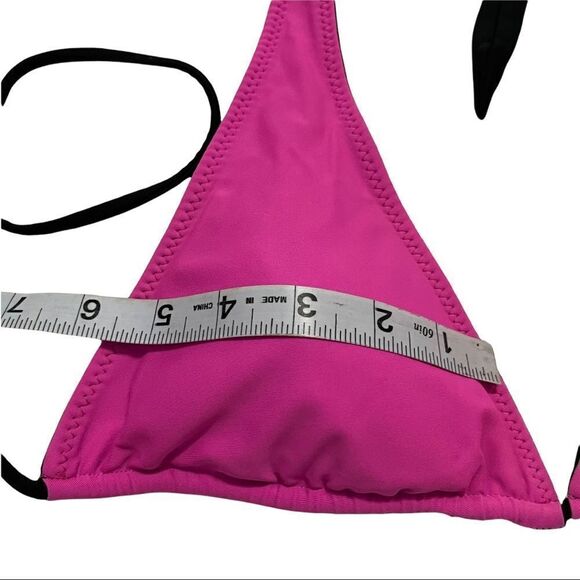 Aeropostale Reversible Pink & Black Triangle Bikini Top Sz S - Picture 9 of 11